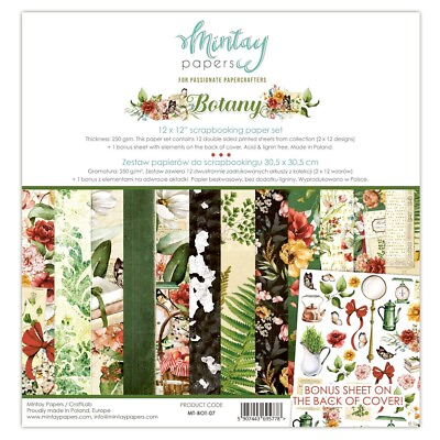 #ad 12 x 12 Mintay Paper BOTANY Scrapbooking Double Sided Paper Set $14.99