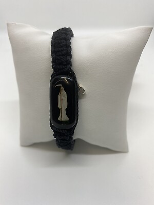 #ad SANTA MUERTE White Reversible Handmade Knotted Black Rope Wood Charm Adjustable $13.00
