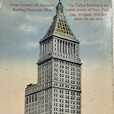 #ad Vintage Cincinnati OH Postcard Tallest Building Outside NY City Posted 1916 $3.45