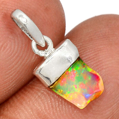 #ad Natural Ethiopian Opal Rough 925 Sterling Silver Pendant Jewelry CP40856 $14.99
