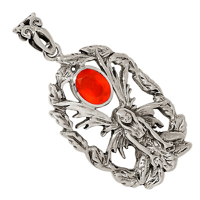 #ad Fairy Carnelian 925 Sterling Silver Pendant Jewelry ALLP 24514 $20.99