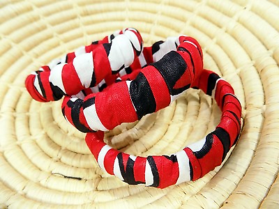 #ad African Fancy Wax Print Kitenge Ankara Fabric Bangle Set new bracelets jbak119 $9.97