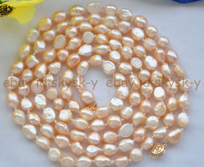 #ad Natural Pink Freshwater Pearl Necklace 7 8mm 8 9mm 9 10mm Baroque Beads Jewelry $15.28