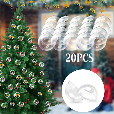 #ad 5 20PCS Christmas Balls Plastic Fillable Hanging Gift DIY Decor Box Ornaments $11.99