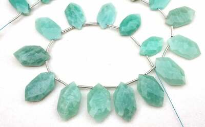 #ad 20 Pieces Natural Amazonite Gemstone Faceted Fancy Shape Size 9x18 10x20 MM Bead $42.49