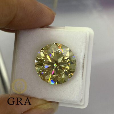 #ad 3mm 15mm Light Yellow Round Loose Moissanite Stones VVS1 Brilliant Cut Gemstones $12.99