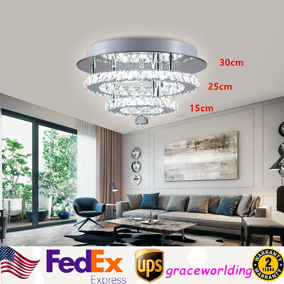 #ad Modern Crystal Ceiling Light Hanging Pendant Lamp LED Chandelier Fixtures $45.00