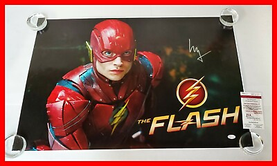 #ad 🔥 Ezra Miller Signed Justice League Flash Flashpoint 20X30 Poster JSA PSA WITNS $104.29