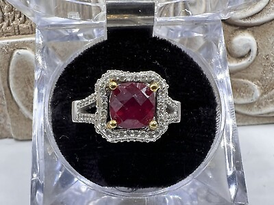 #ad Vintage Carol Brodie MLD 925 Diamond Ruby Sapphire Elegant Ring Sz 8 $125.00