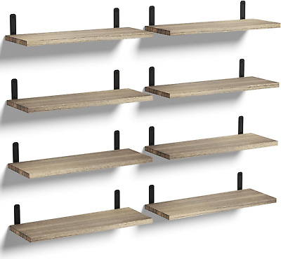 #ad Floating Shelves Set of 8 Rustic Hanging Wood Shelves $39.99