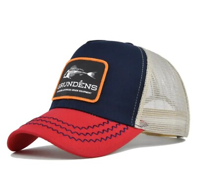 #ad Grundens Gage Trucker Hat Cap Snapback Fishing Mesh Adjustable BlueRed amp; White $29.99