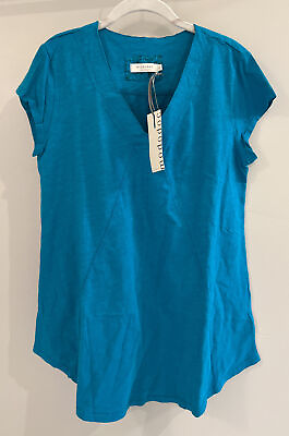 #ad NWT Sundance Catalog Turquoise Short Sleeve “Everyday Essential” Tee sz M $58 $29.99