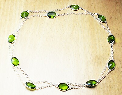 #ad Green Peridot Gemstone Handmade 925 Sterling Silver Jewelry Necklace Sz 36quot; $11.99