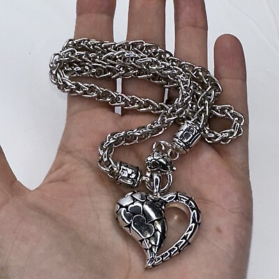#ad Chunky Wheat Chain Necklace Silver Plated Heart Pendant Charm 18quot; $12.29