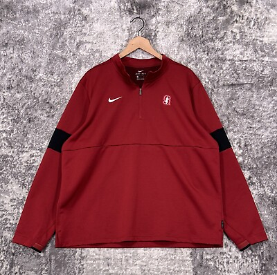 #ad Nike Stanford Cardinals Sweater XL Mens Red 1 4 Zip Pullover Sweatshirt Dri Fit $39.99