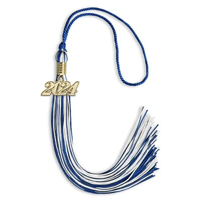 #ad Endea Graduation Royal Blue White Mixed Color Tassel With Gold Date Drop $8.95