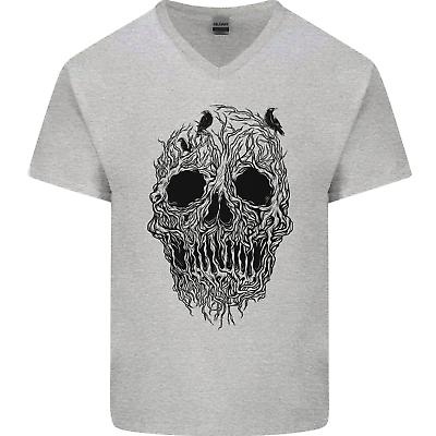 #ad Tree Skull Mens V Neck Cotton T Shirt GBP 9.99