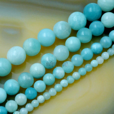 #ad Natural Blue Amazonite Round Gemstones Beads 15quot; 4mm 6mm 8mm 10mm $6.99