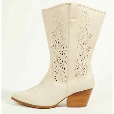 #ad Arula Women#x27;s Wide Cowgirl Boots NWT$80 Cream Size 11W AWESOME DEAL $59.99