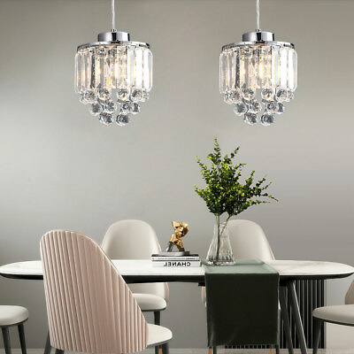 #ad Crystal Chandelier Lighting Adjustable Modern Hanging Lamp Pendant Light 2 Light $40.72