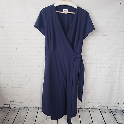 #ad Kosan Go Travel Co Womens Wrap Dress Size XL Navy Blue Midi Adjustable $99.00
