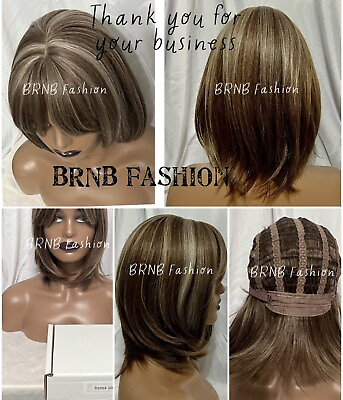 #ad #50 Synthetic Short Straight bangs bob layered wig US Fast Shipping Free Gift $30.00