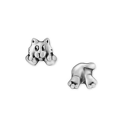 #ad Chelsea Pewter Jewelry Cat Head and Behind Illusion Style Stud Earrings $19.99