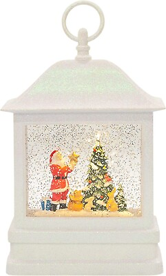 #ad Santa Placing Star On the Tree Musical 10.5 Inch Acrylic Lantern Holiday Globe $34.81