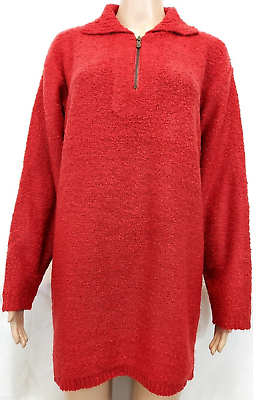 #ad LAURA GAYLE Women Long Knit Sweater Size 1X Red Acrylic 100% Long Sleeve $32.45