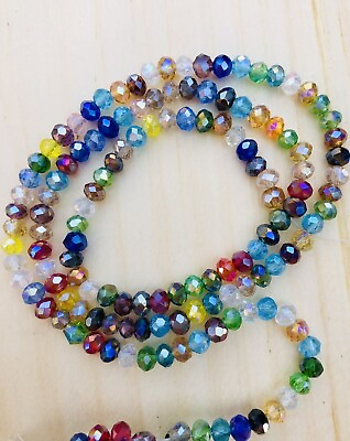 #ad 284 Mixed Random Multi Colors round Crystal Glass Beads 4x3X1mm $4.99
