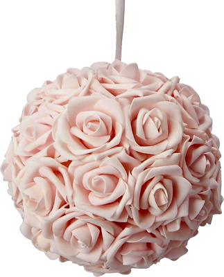 #ad 7quot; PINK Hanging Foam Pomander Kissing Rose Ball Party Decor CLOSEOUT $13.96