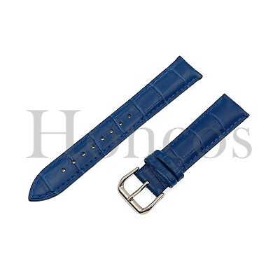 #ad 12 24 MM L Blue Leather Alligator Watch Strap Band amp;Tank Buckle Fits for Omega $12.99