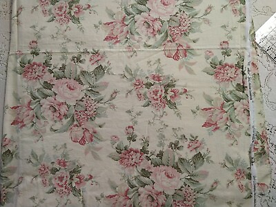 #ad WAVERLY HOME SEASONS SARA Cream Pink Roses FLORAL FABRIC 1 yd 30quot;x45 Shabby Chic $23.99