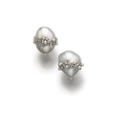 #ad 30ct Baroque Pearl Stud Earring for Women 925 Fine Silver Red Carpet Jewelry New $195.00