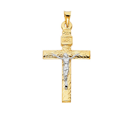 #ad #ad 14K Solid Yellow White Gold Religious Crucifix Pendant For Men Women $200.46