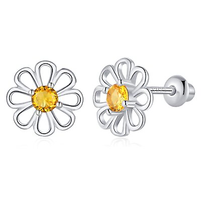 #ad Daisy Flower Stud Earrings for Girls and Women Sterling Silver Hypoallergen... $18.48