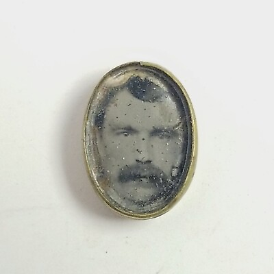 #ad Antique Tiny Oval Photo of Mustached Man Repourpose Supply Victorian Estate $25.00