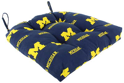 #ad Michigan Wolverines Patio Seat D Cushion 20quot; x 20quot; 2 Tie Backs $21.18