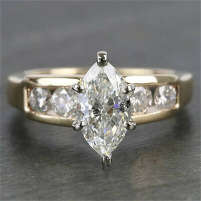 #ad Pretty 18k Yellow Gold Plated Ring Cubic Zircon Women Wedding Rings Sz 6 10 C $2.97