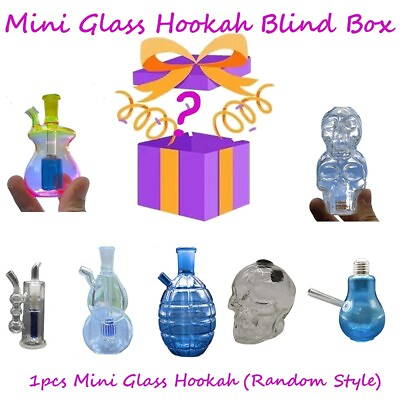 #ad Blind Box 1pc Mini Glass Bong Smoking Hookah Hand Pipe SMOKING Pipe W 10mm Bowl $9.99