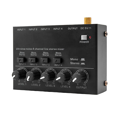 #ad Ultra Low Noise 4 Channel Line Stereo Mixer Mini Audio Mixer for Sub Mixing V7L5 $18.94