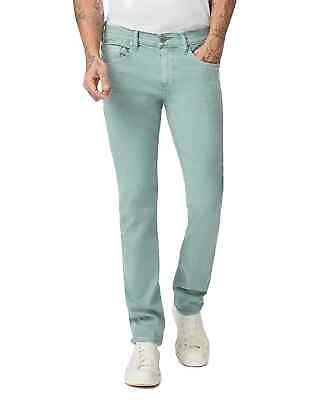 #ad PAIGE Lennox Slim Fit Faded Jeans Men#x27;s 38 Vintage Dried Sage Zip Button Pockets $93.32