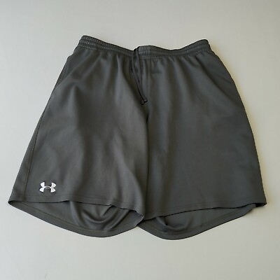 #ad UA Under Armour Mens Large Gray Active Shorts Basketball Solid Workout Athletic $16.87