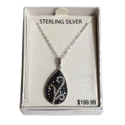 #ad New Crystal Sterling Silver Teardrop Necklace $99.95
