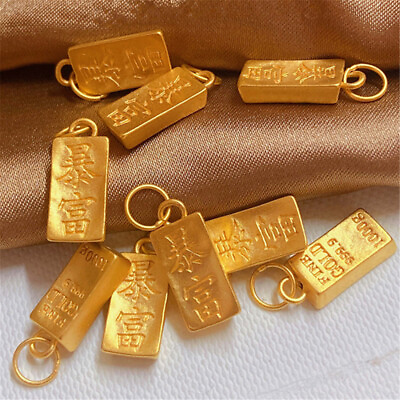 #ad 1pcs Real 24K Yellow Gold 3D Hard Gold Small Gold Bar Bullion Gift 0.2g $33.99