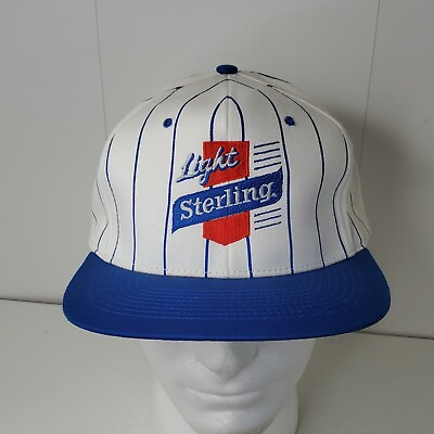 #ad VTG Sterling Light Beer Embroidered Baseball Cap Snapback Hat Pinstripe Logo $23.99
