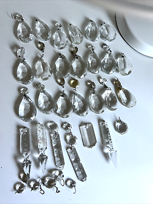 #ad #ad Vintage Crystal Tear Drop Chandelier Replacement Pieces Glass Prism Parts Cut $47.99