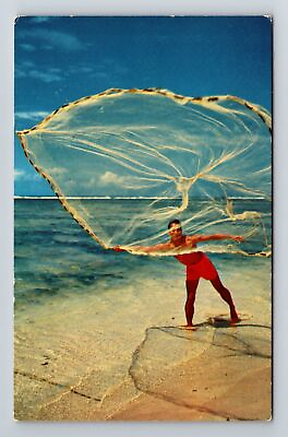 #ad HI Hawaii Hawaiian Throw Net On The Beach Vintage Postcard $7.99