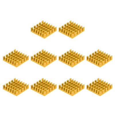 #ad 19x19x5mm Gold Tone Sticky Aluminum Heatsink Electronic Radiators 10 Pcs $8.42