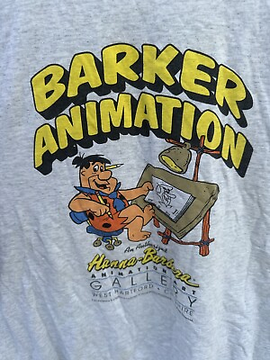 #ad 90s Hanna Barker Fred Flintstone Animation Art T Shirt Size Large Vintage $17.99